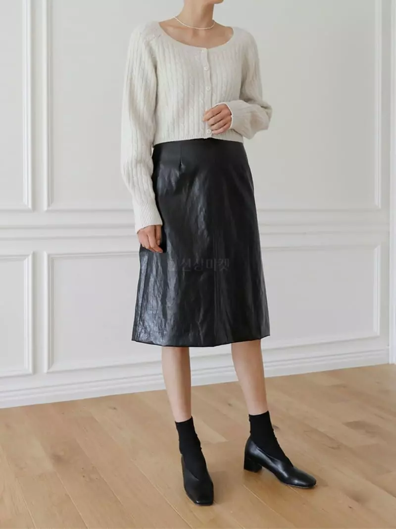 Browns - Korean Women Fashion - #womensfashion - Crack Leather Skirt - 5