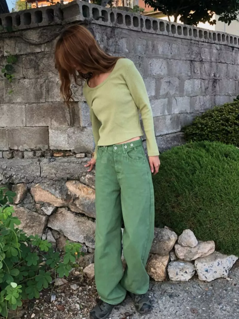 Buckle - Korean Women Fashion - #momslook - Rib U Neck Tee - 5