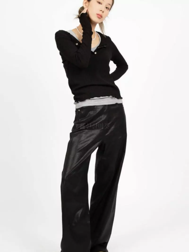 Buckle - Korean Women Fashion - #momslook - Glossy Pants
