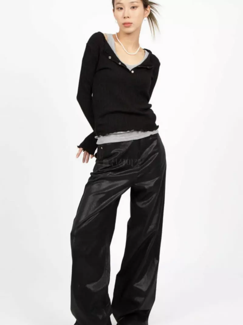 Buckle - Korean Women Fashion - #momslook - Glossy Pants - 7