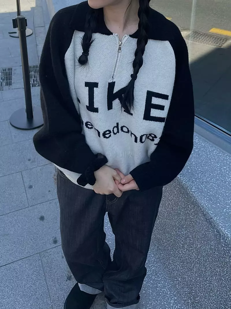 Buckle - Korean Women Fashion - #momslook - Like Half Zip-up Knit Tee - 9