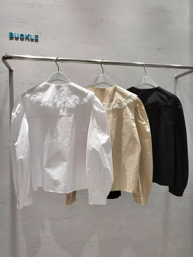 Buckle - Korean Women Fashion - #momslook - Lace Collar Blouse - 2
