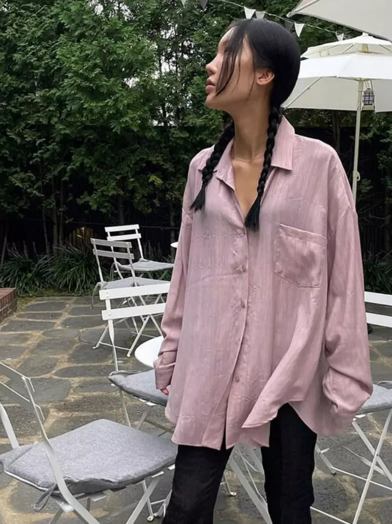 Buckle - Korean Women Fashion - #momslook - See Through Shirt - 9