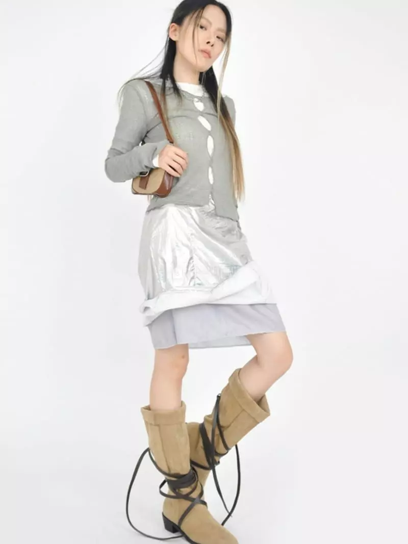 Buckle - Korean Women Fashion - #momslook - Wave Knit Tee - 9