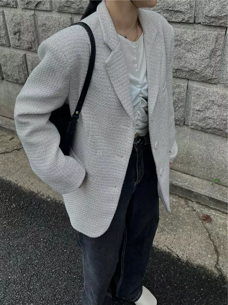 Buckle - Korean Women Fashion - #momslook - Check Twid Jacket - 8