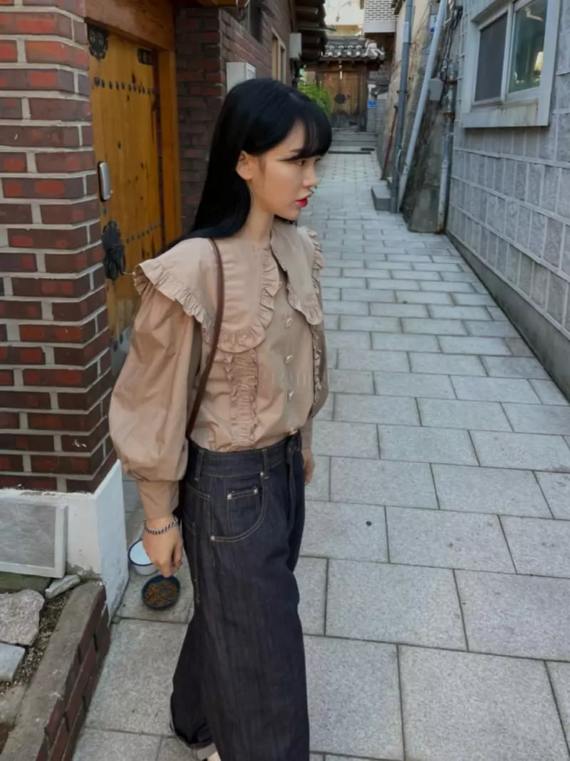 Buckle - Korean Women Fashion - #pursuepretty - Big Collar Blouse - 8