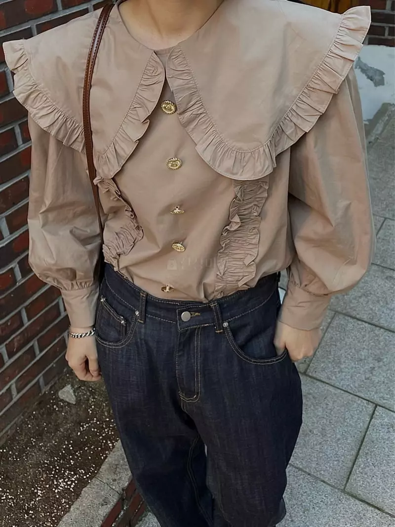 Buckle - Korean Women Fashion - #restrostyle - Big Collar Blouse - 9