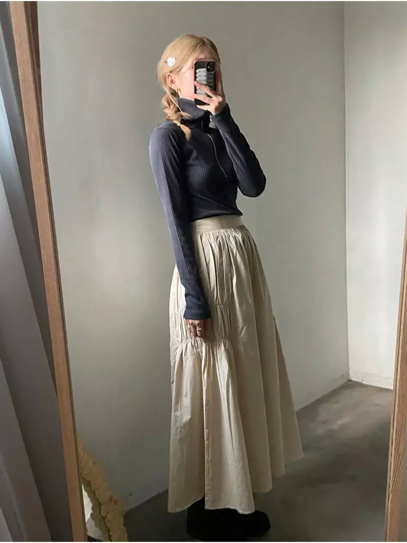 Buckle - Korean Women Fashion - #restrostyle - Shirring Skirt - 7