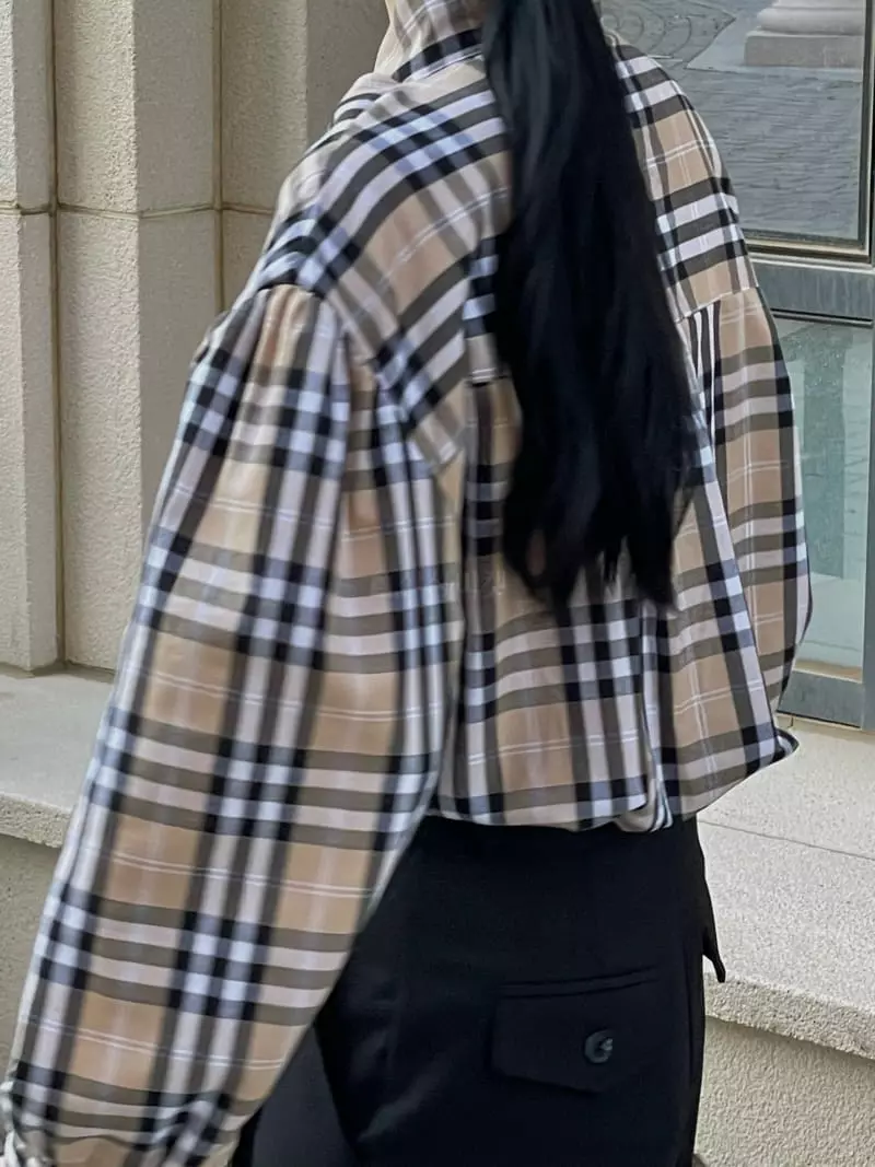 Buckle - Korean Women Fashion - #thatsdarling - Check Tie Blouse