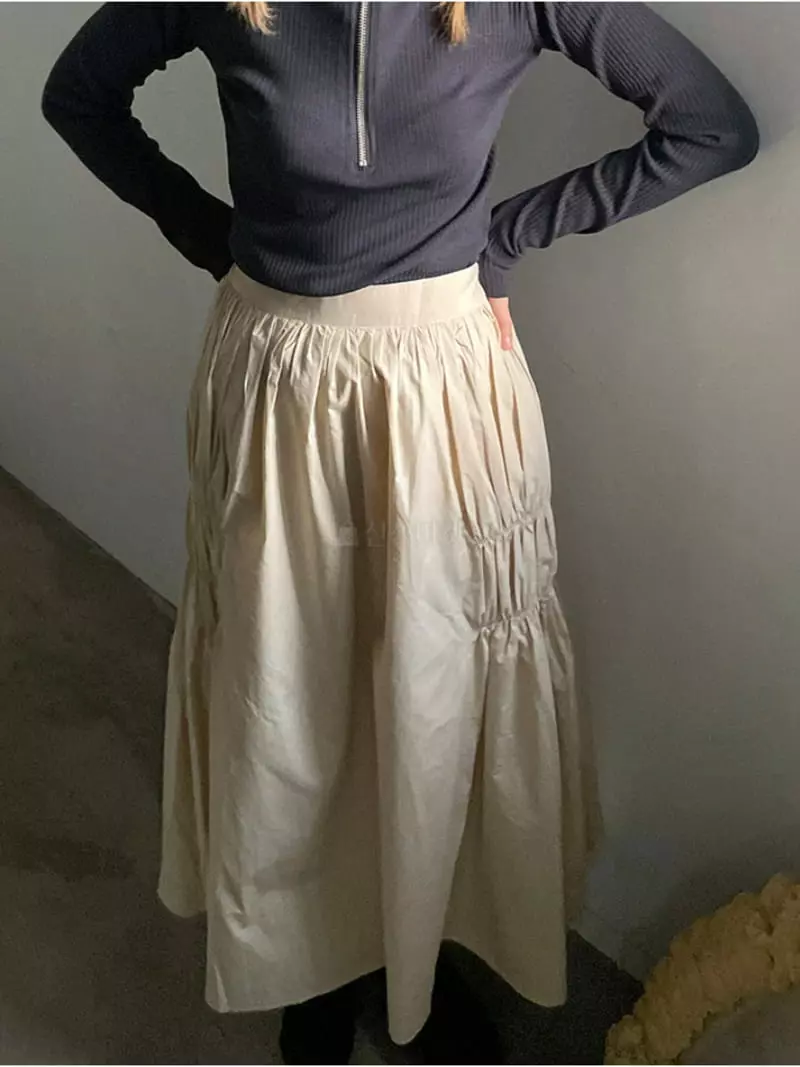Buckle - Korean Women Fashion - #womensfashion - Shirring Skirt - 4