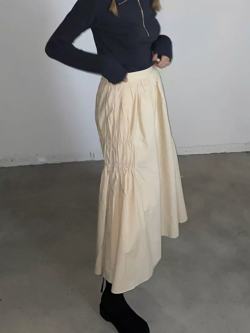 Buckle - Korean Women Fashion - #vintagekidsstyle - Shirring Skirt - 5