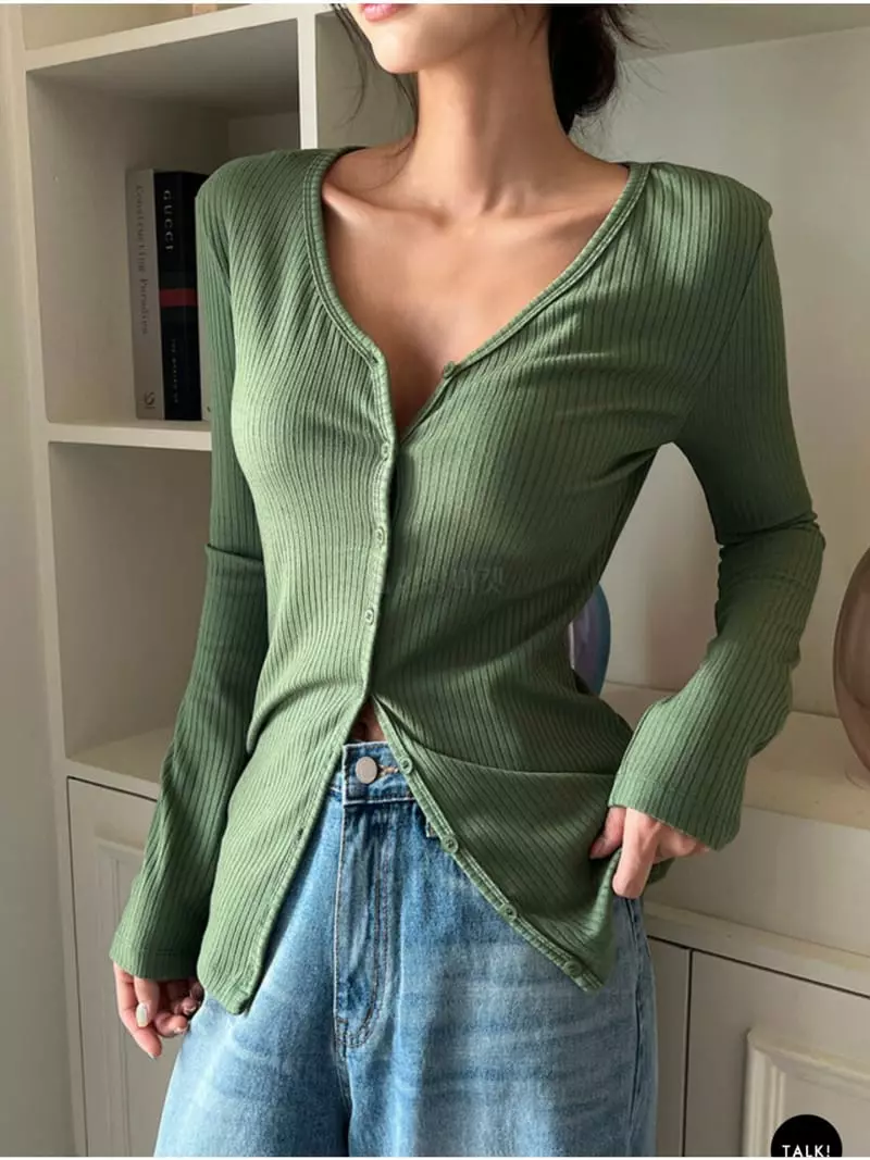 Buckle - Korean Women Fashion - #womensfashion - Rib Midi Cardigan - 3