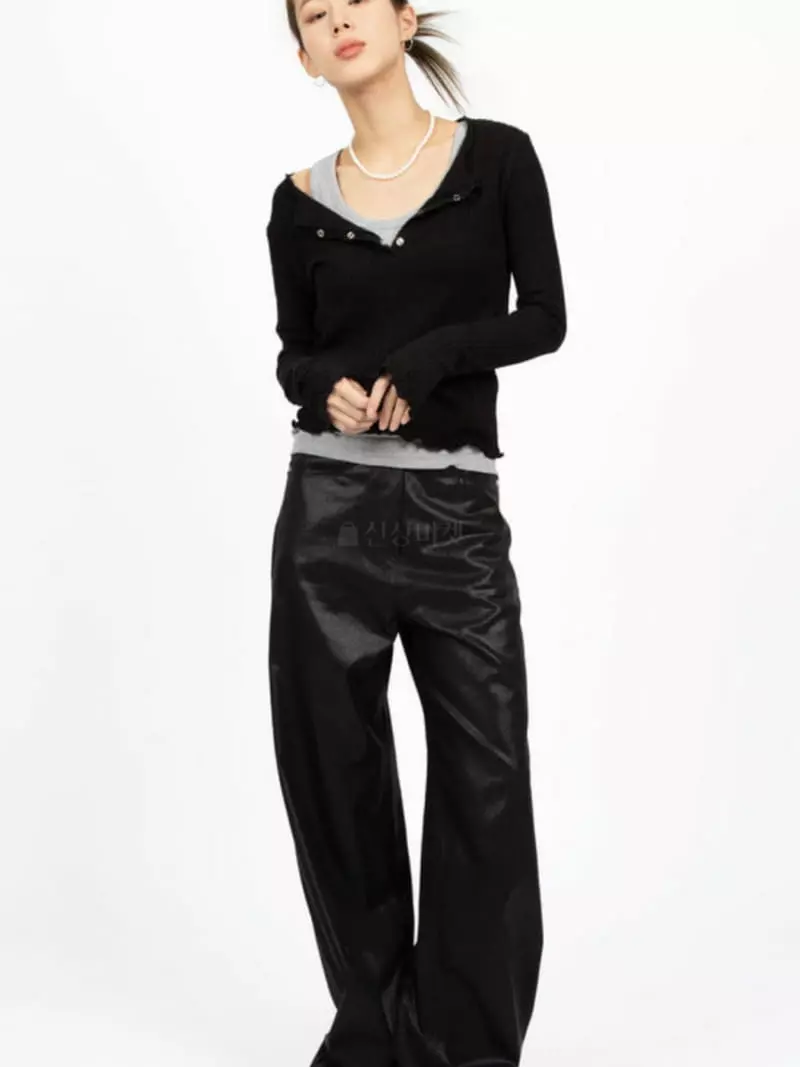 Buckle - Korean Women Fashion - #womensfashion - Glossy Pants - 2