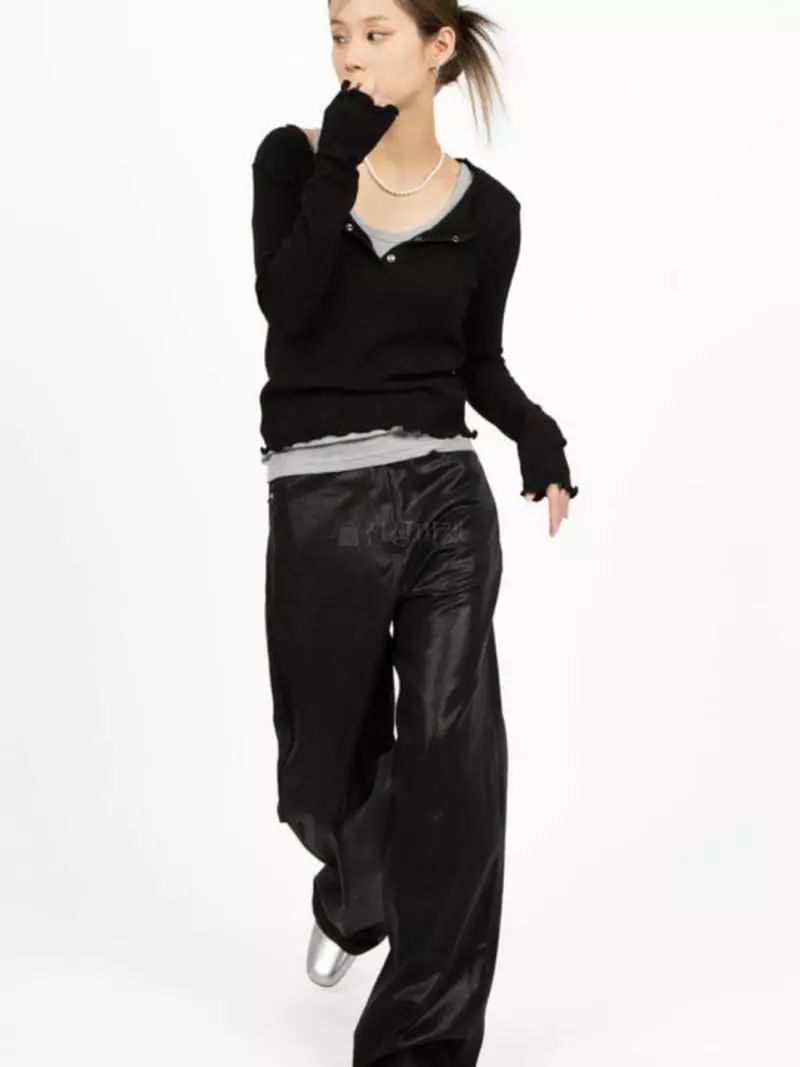 Buckle - Korean Women Fashion - #womensfashion - Glossy Pants - 8