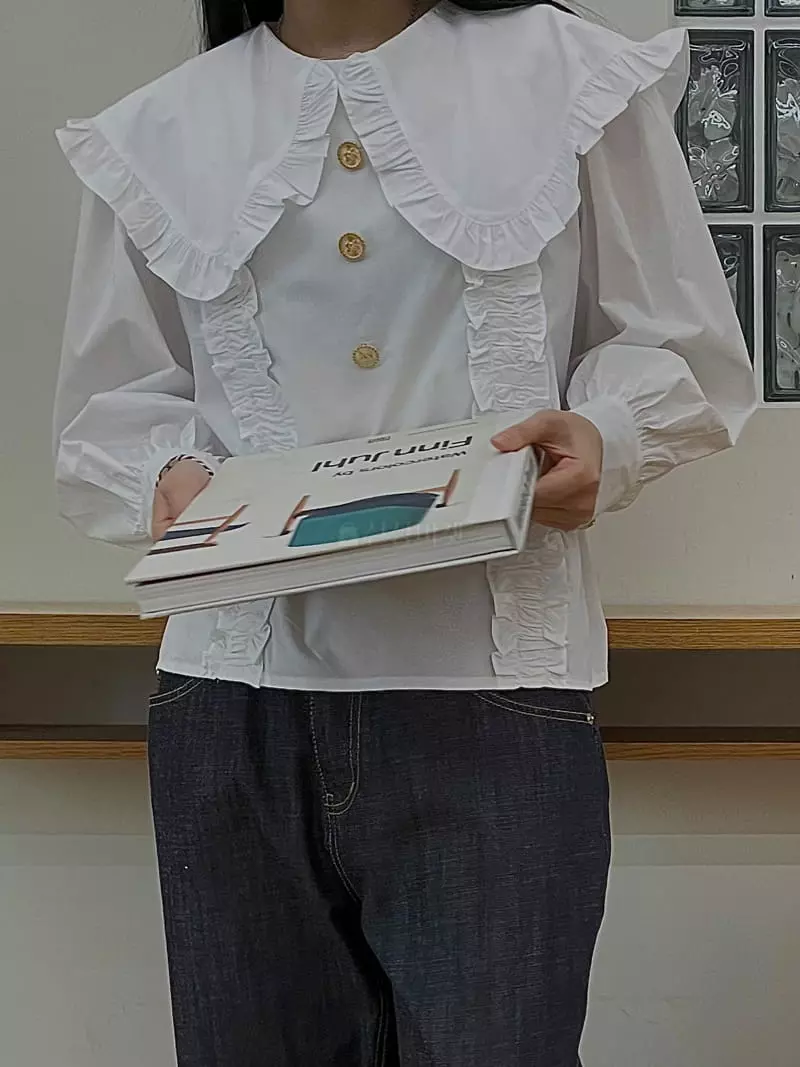 Buckle - Korean Women Fashion - #womensfashion - Big Collar Blouse - 5
