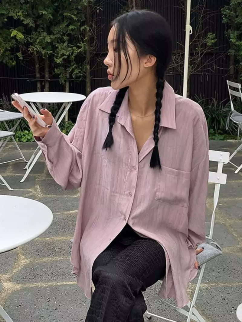 Buckle - Korean Women Fashion - #womensfashion - See Through Shirt - 10