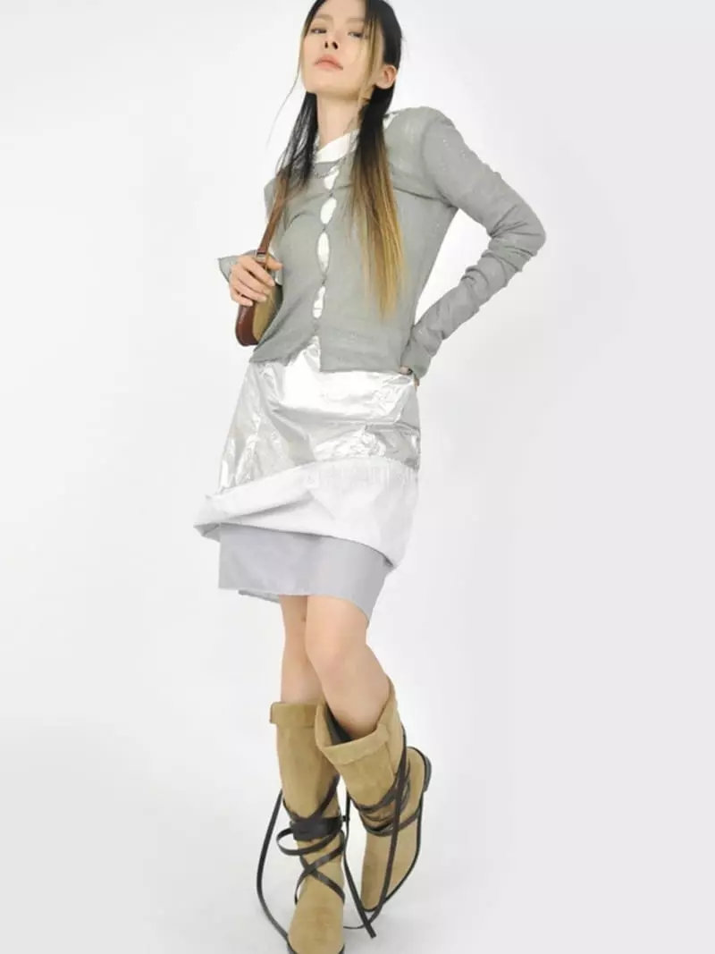 Buckle - Korean Women Fashion - #womensfashion - Wave Knit Tee - 10