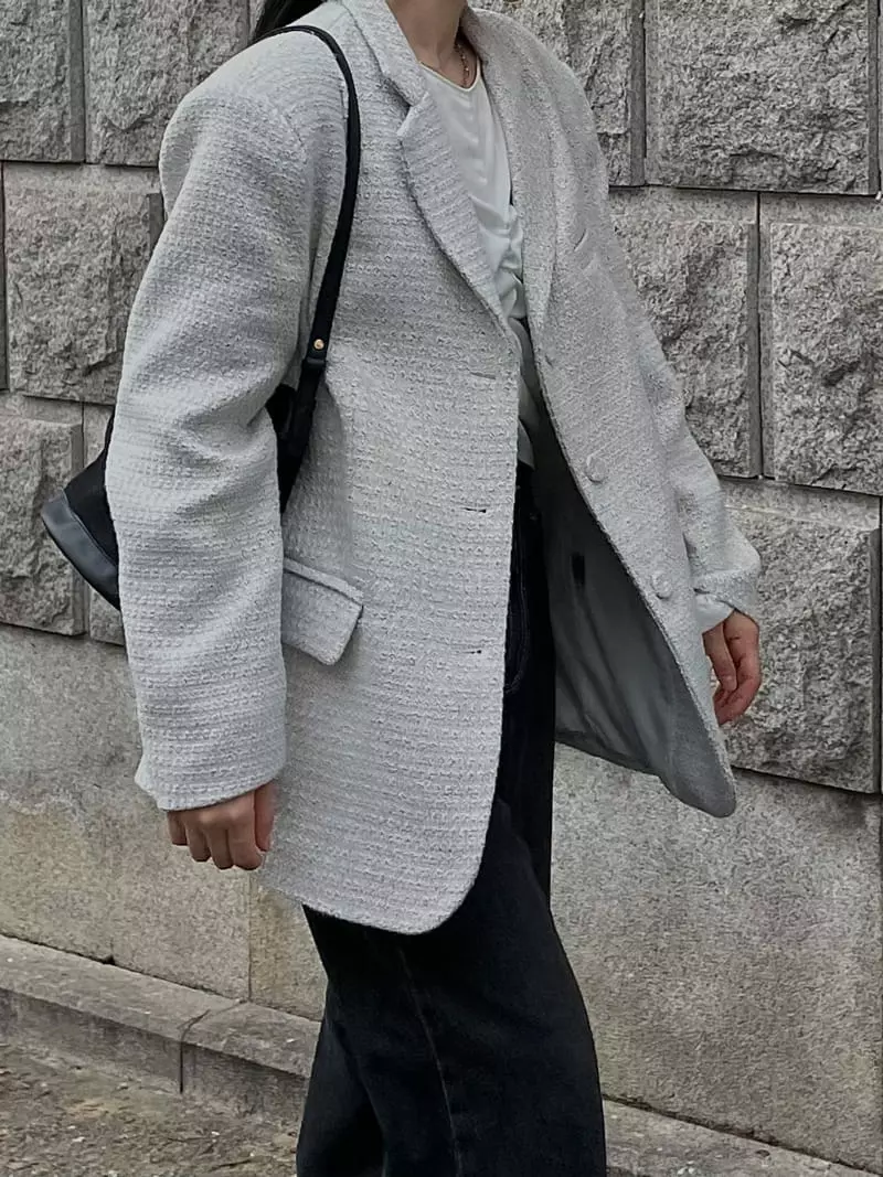 Buckle - Korean Women Fashion - #womensfashion - Check Twid Jacket - 7