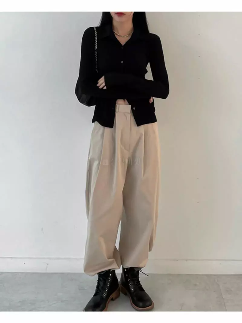 Buckle - Korean Women Fashion - #womensfashion - Two Tuck Pants - 11