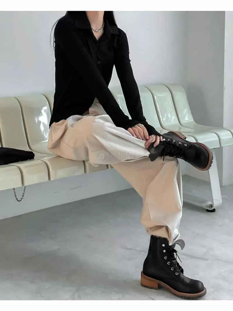 Buckle - Korean Women Fashion - #womensfashion - Two Tuck Pants - 9