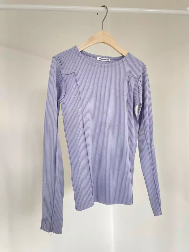 Charlotte - Korean Women Fashion - #momslook - Rib Terry Tee - 3