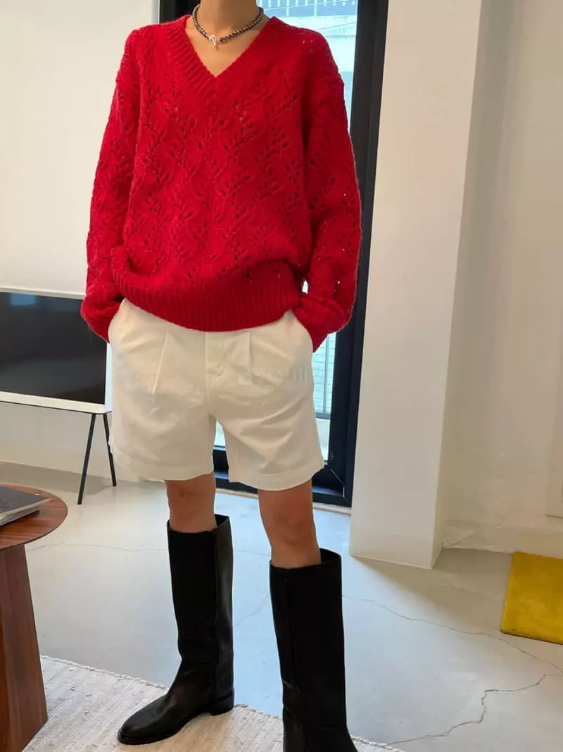 Charlotte - Korean Women Fashion - #momslook - Arc V Knit Tee
