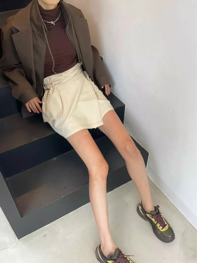 Charlotte - Korean Women Fashion - #pursuepretty - Stitch Wrap Skirt - 3