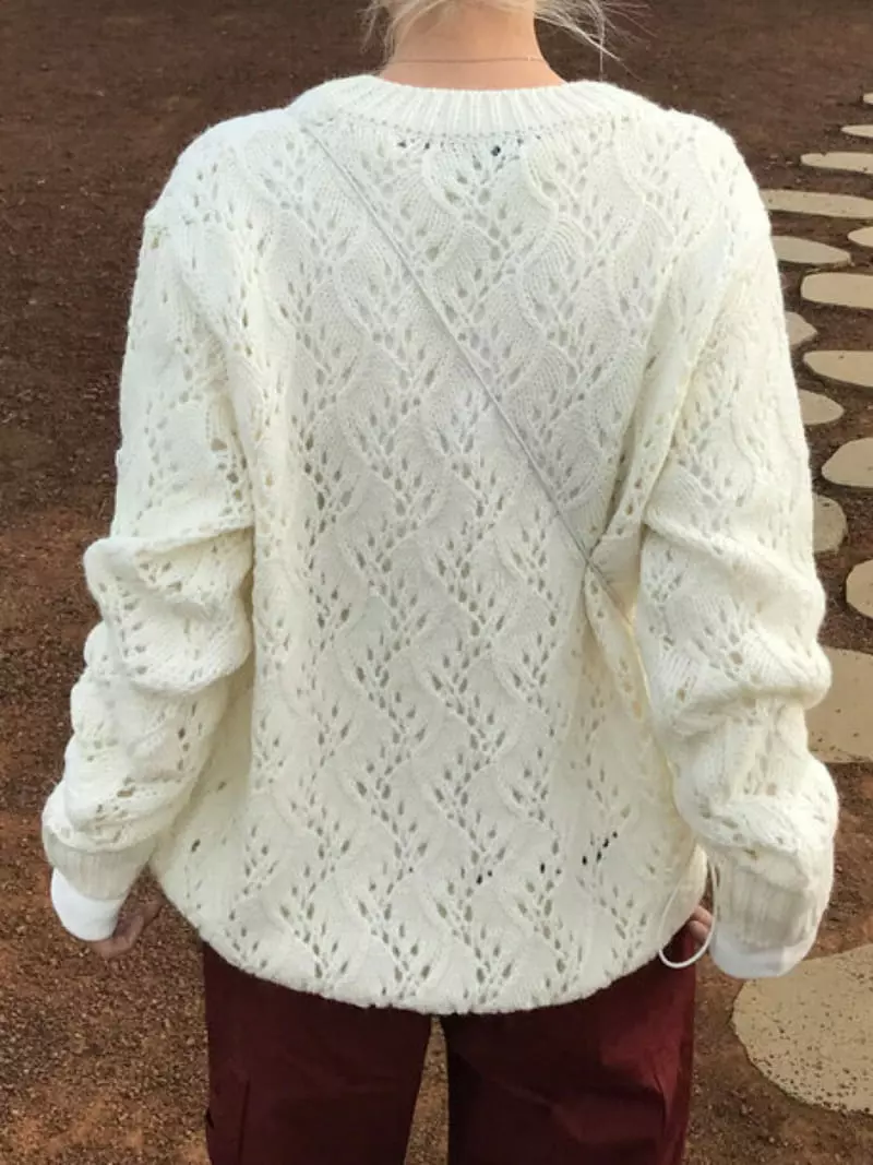 Charlotte - Korean Women Fashion - #romanticstyle - Arc V Knit Tee - 7