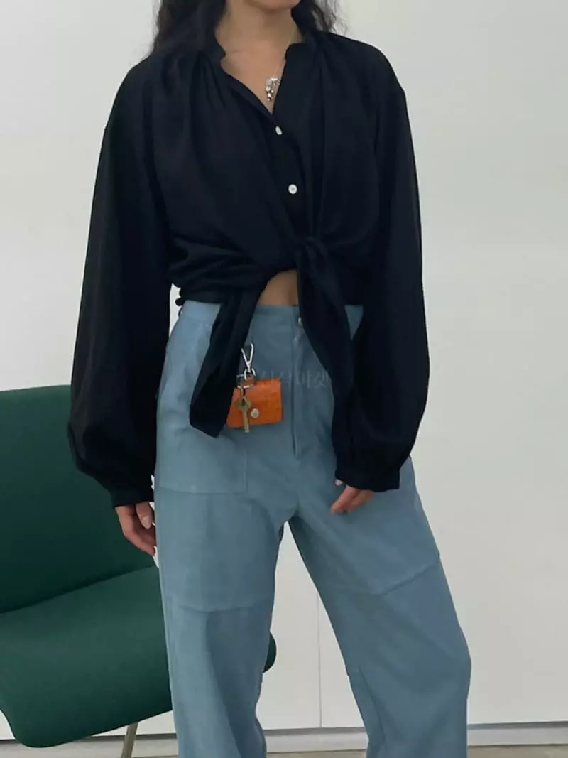 Charlotte - Korean Women Fashion - #womensfashion - V Neck Shirring Blouse - 8