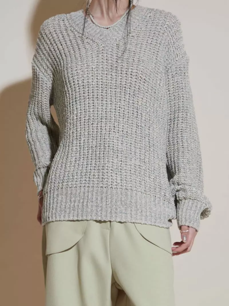 Charlotte - Korean Women Fashion - #womensfashion - V Neck Knit Tee - 5