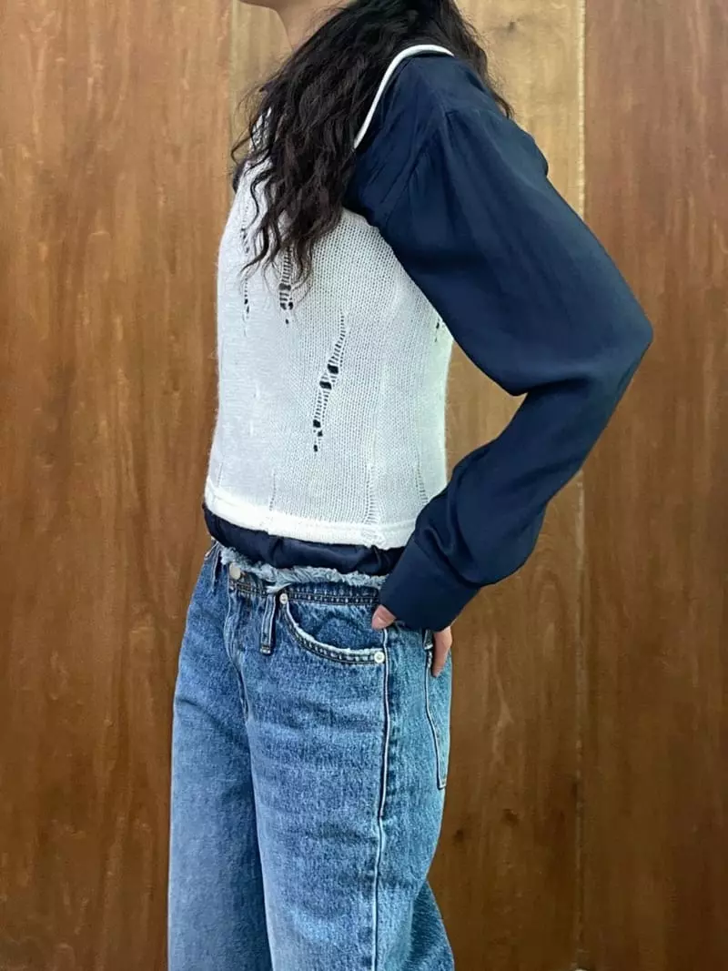 Charlotte - Korean Women Fashion - #womensfashion - Layered Knit Tee - 10