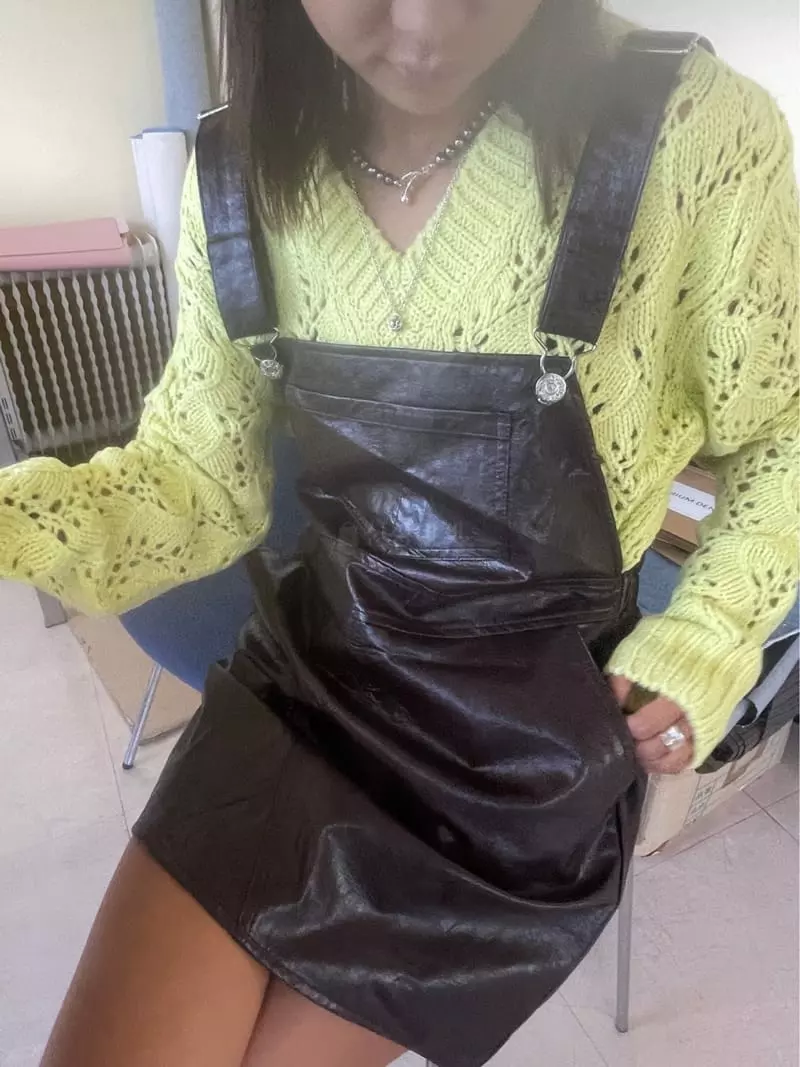 Charlotte - Korean Women Fashion - #womensfashion - Crack Dungarees Skirt - 7