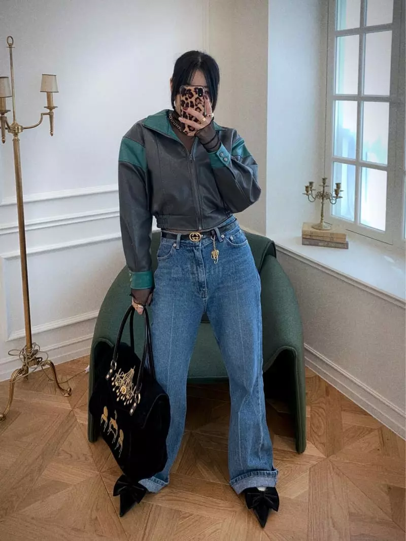 Clode - Korean Women Fashion - #momslook - Leather Color Jumper - 3