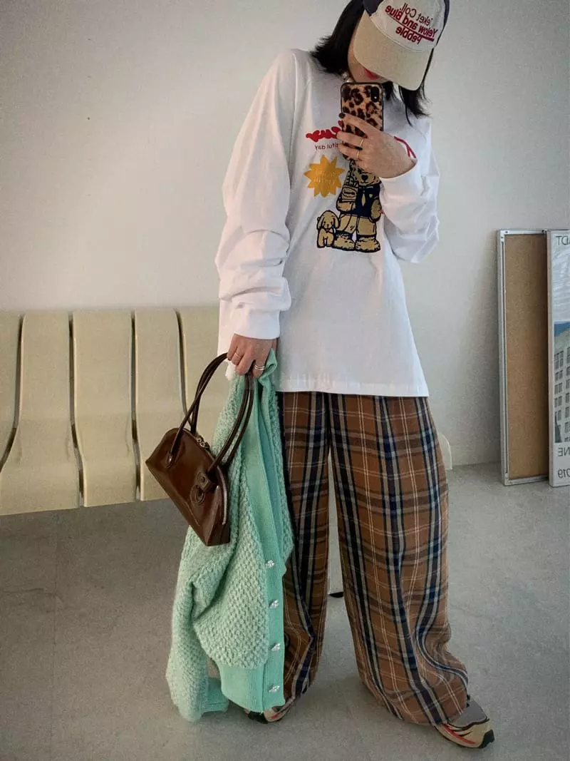 Clode - Korean Women Fashion - #womensfashion - Fleece Check Pants - 3