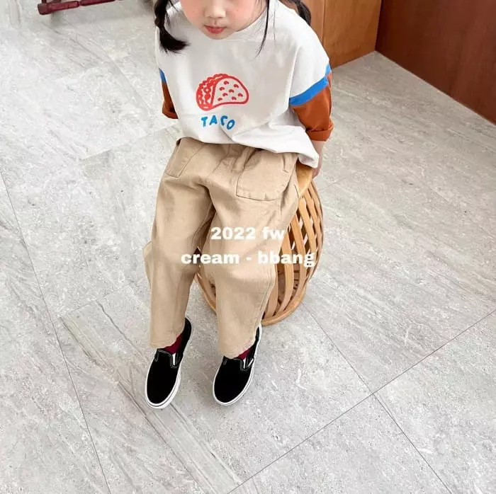 Cream Bbang - Korean Children Fashion - #fashionkids - Out Pocket Cotton Pants - 2