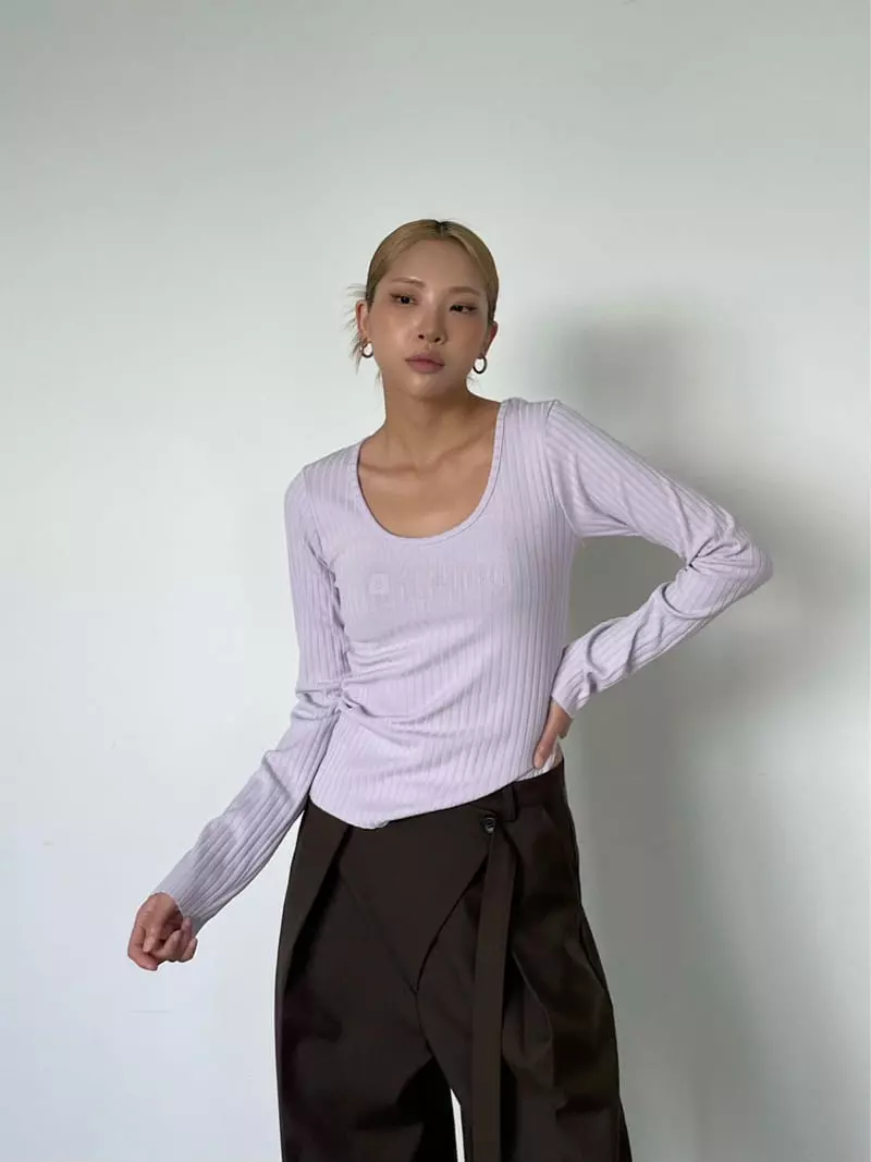 Creamvilla - Korean Women Fashion - #momslook - Fabric U Neck Tee