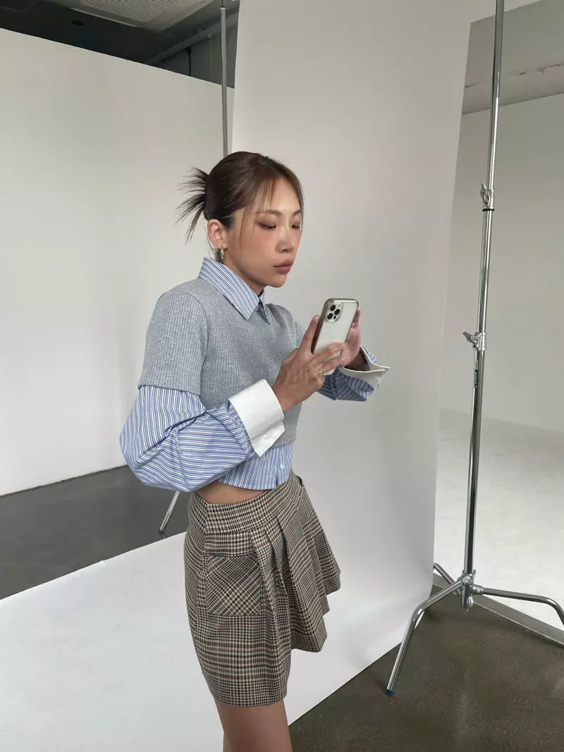Creamvilla - Korean Women Fashion - #momslook - Glen Check Skirt - 6