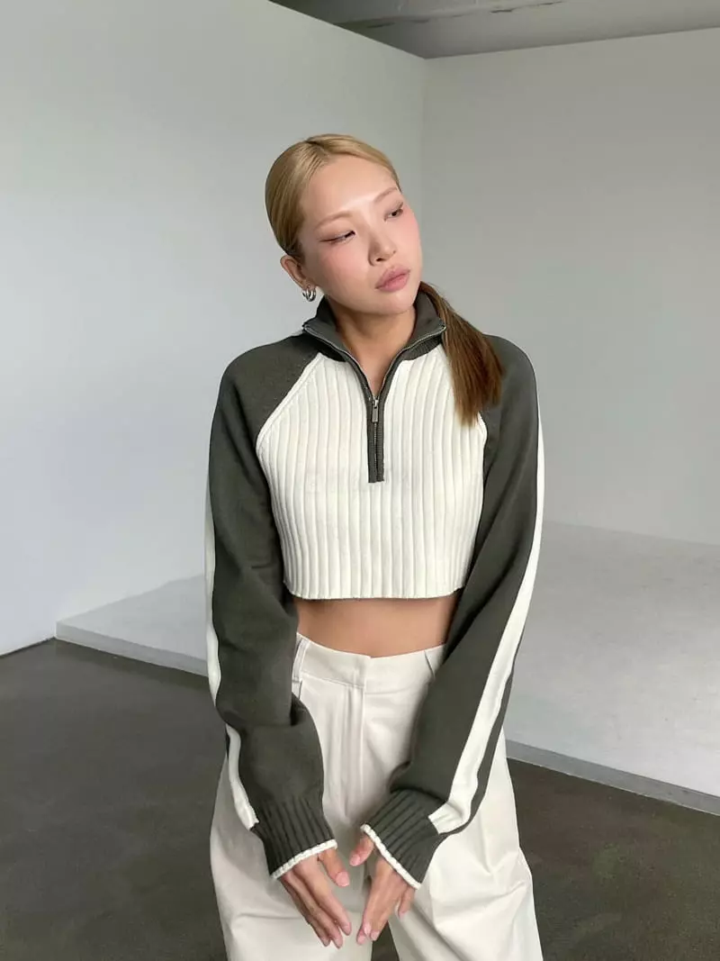 Creamvilla - Korean Women Fashion - #restrostyle - Sweat Knit Zip-up