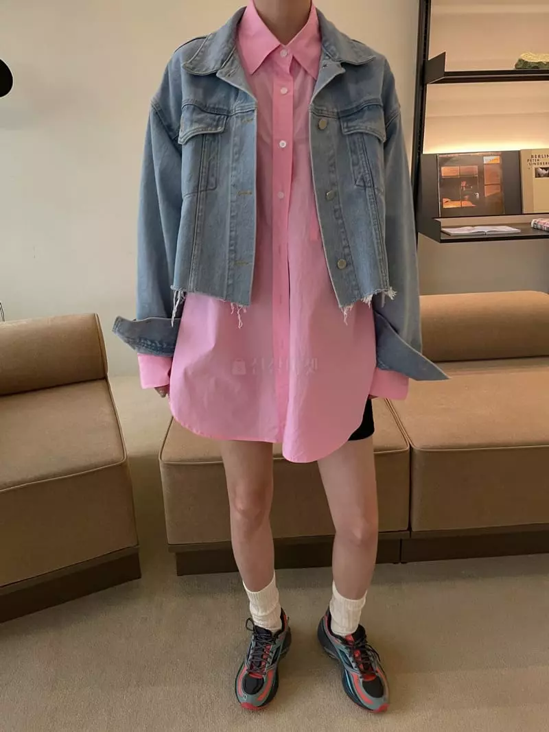 Dailyjud - Korean Women Fashion - #womensfashion - Crop Denim Jacket - 4