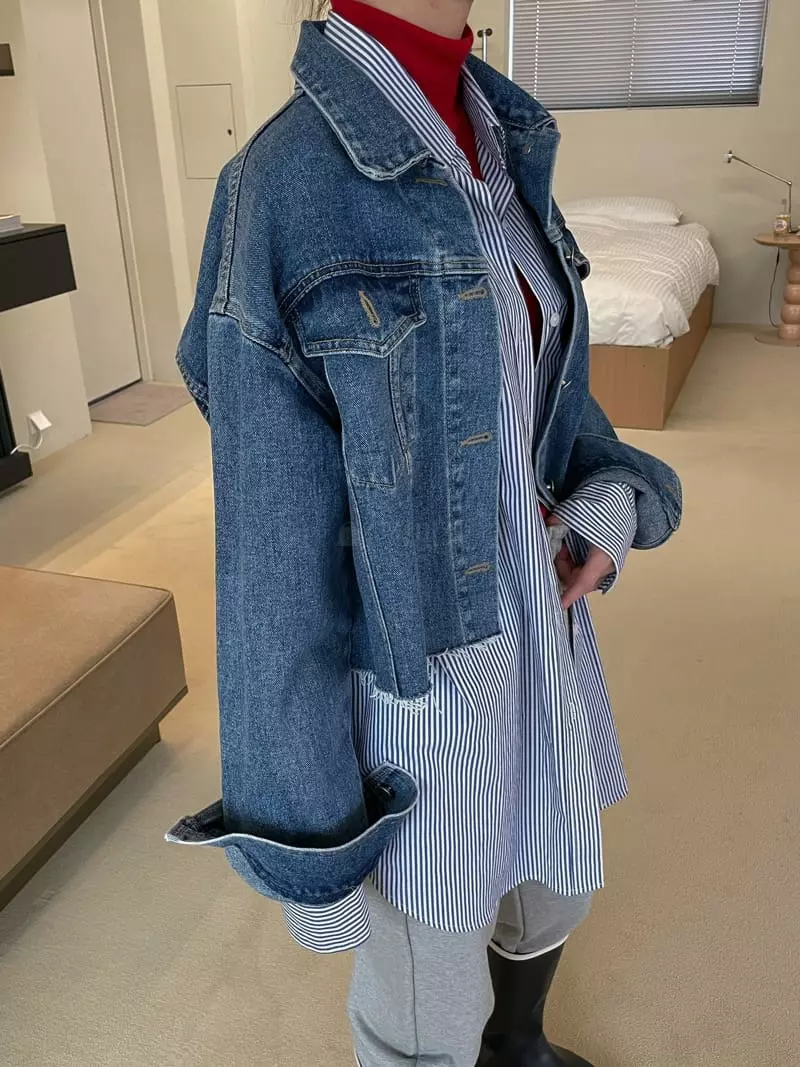 Dailyjud - Korean Women Fashion - #momslook - Crop Denim Jacket - 6
