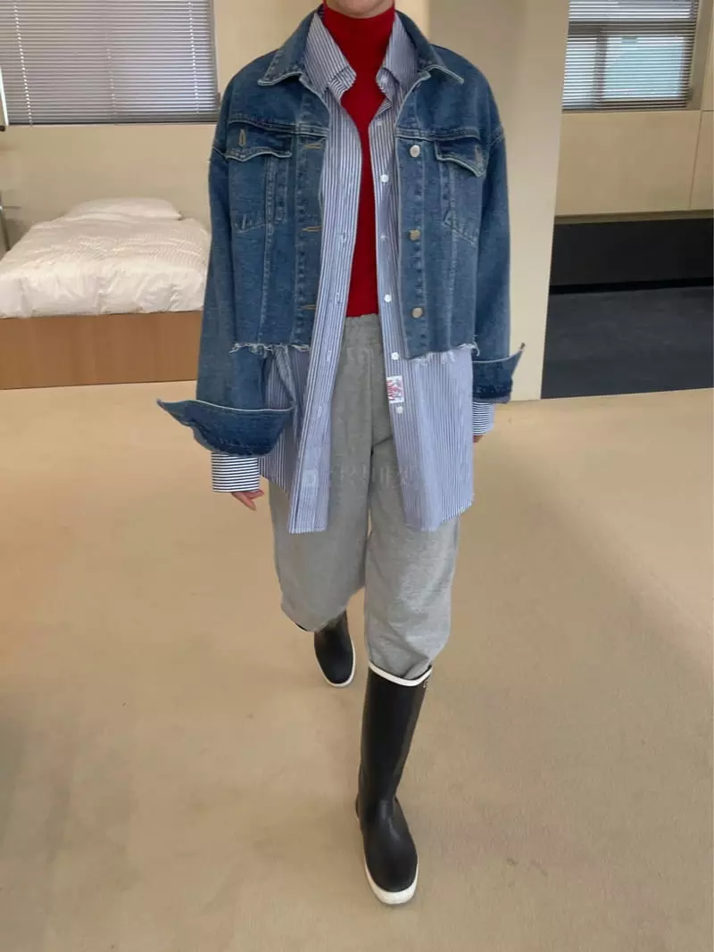 Dailyjud - Korean Women Fashion - #momslook - Crop Denim Jacket - 8