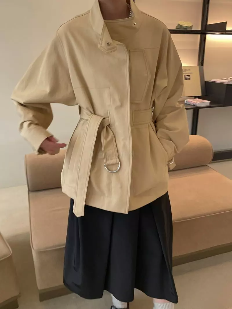 Dailyjud - Korean Women Fashion - #womensfashion - Cotton Belted Jacket - 4