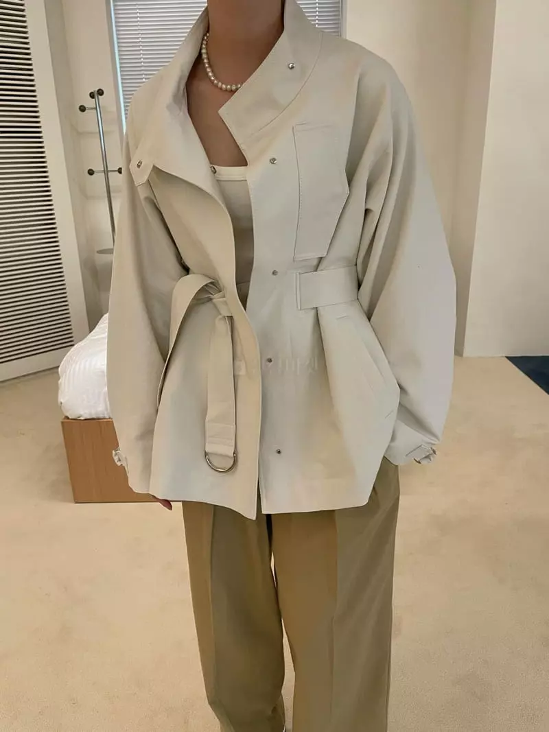 Dailyjud - Korean Women Fashion - #momslook - Cotton Belted Jacket - 6