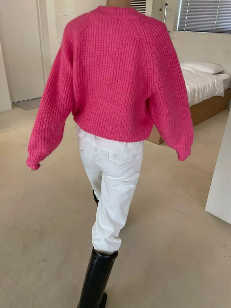 Dailyjud - Korean Women Fashion - #momslook - Alpaca Round Knit Tee - 8