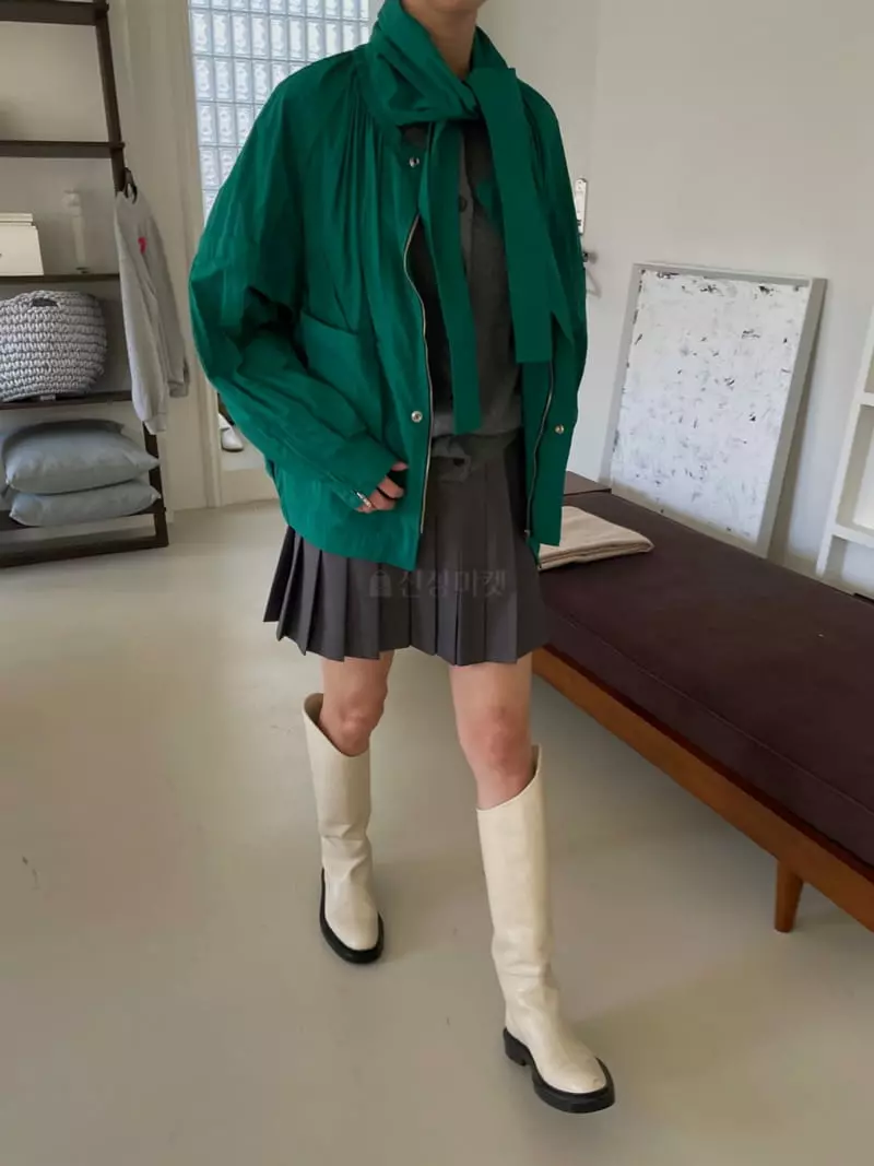 Dailyjud - Korean Women Fashion - #momslook - Scarf Anorak Jumper
