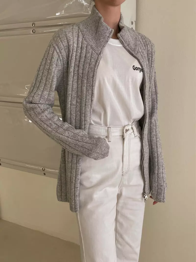 Dailyjud - Korean Women Fashion - #momslook - Rib Zip UP Knit - 5