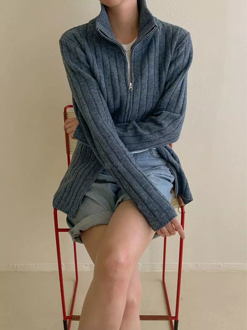 Dailyjud - Korean Women Fashion - #momslook - Rib Zip UP Knit - 7