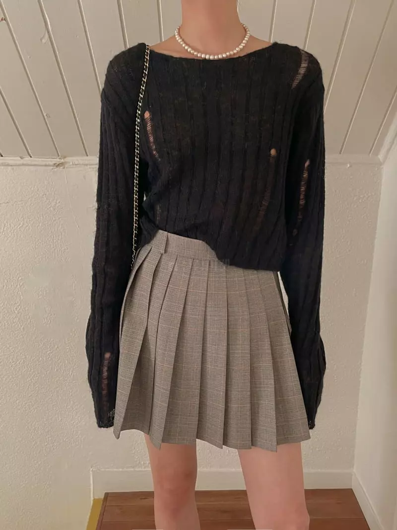 Dailyjud - Korean Women Fashion - #romanticstyle - Rib Miss Knit Tee - 8