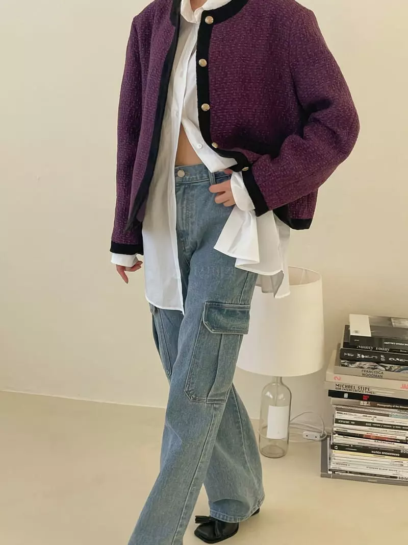 Dailyjud - Korean Women Fashion - #vintageinspired - Color Combi Twid Jacket - 3