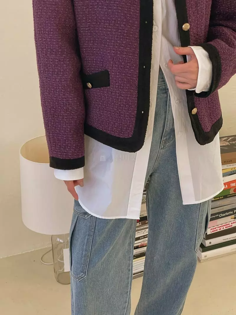 Dailyjud - Korean Women Fashion - #vintageinspired - Color Combi Twid Jacket - 4